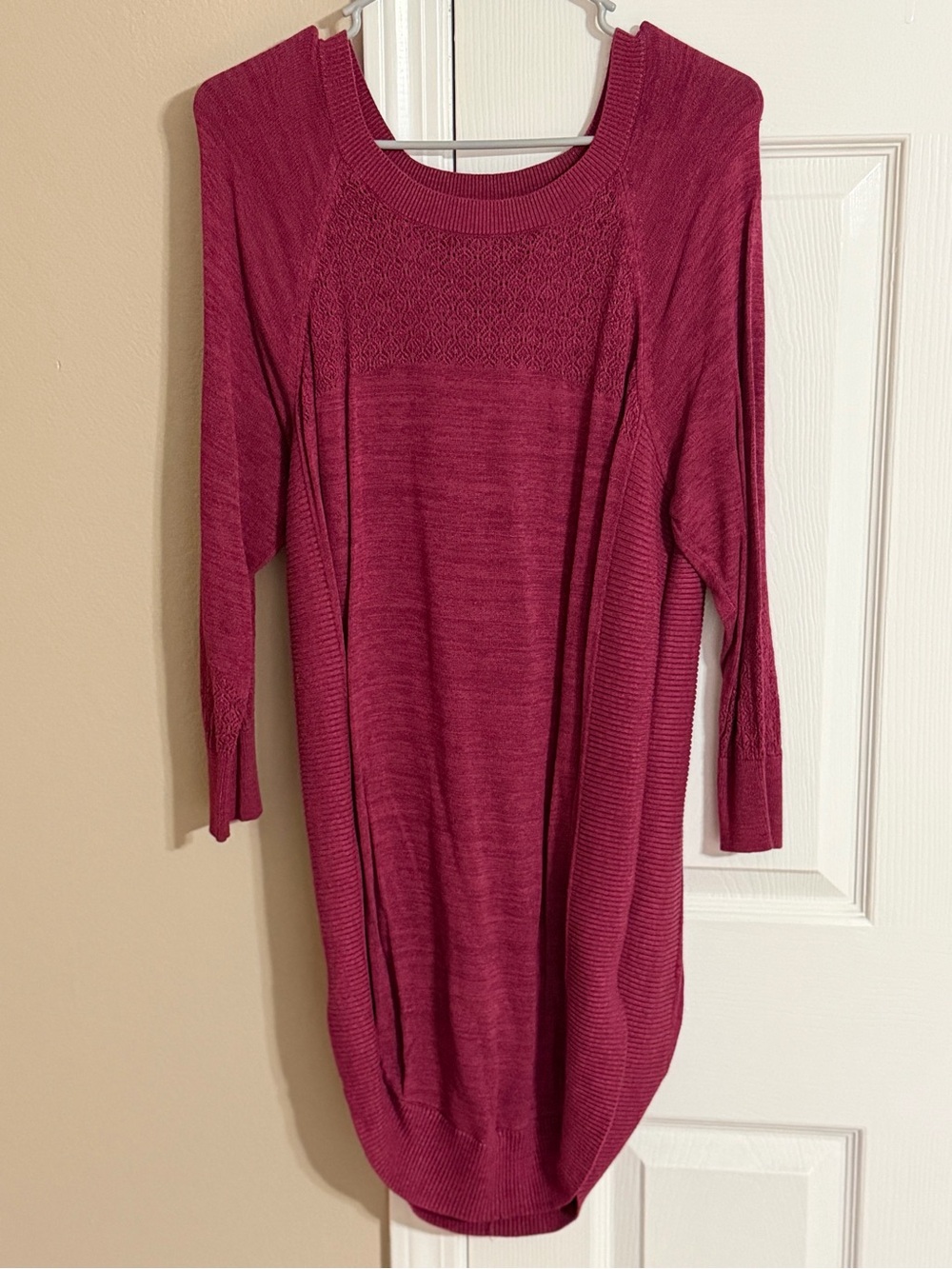 Maurices Raspberry Knit Long Sleeve Sweater Dress